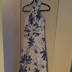 Aryeh White and Blue Floral Maxi Dress